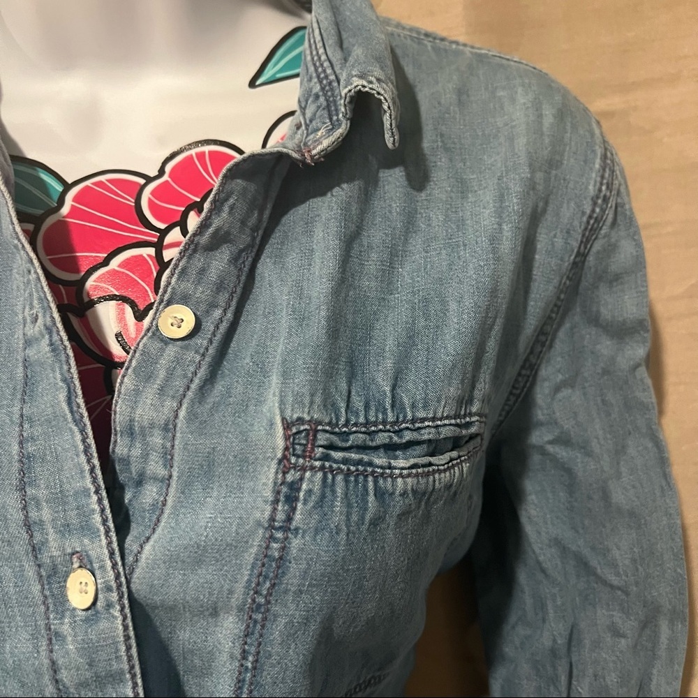 Gap Chambray Blue Button Down Shirt - image 2
